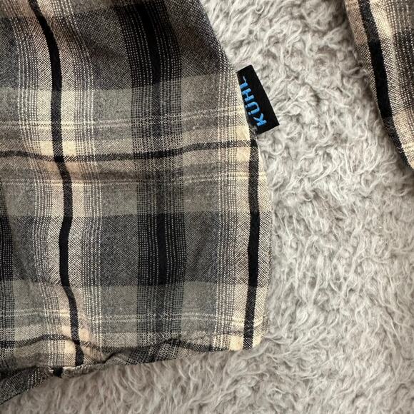 Kuhl Women's Medium Western Plaid Shirt Pearl Snaps Long Sleeves Soft Comfort - Picture 9 of 13